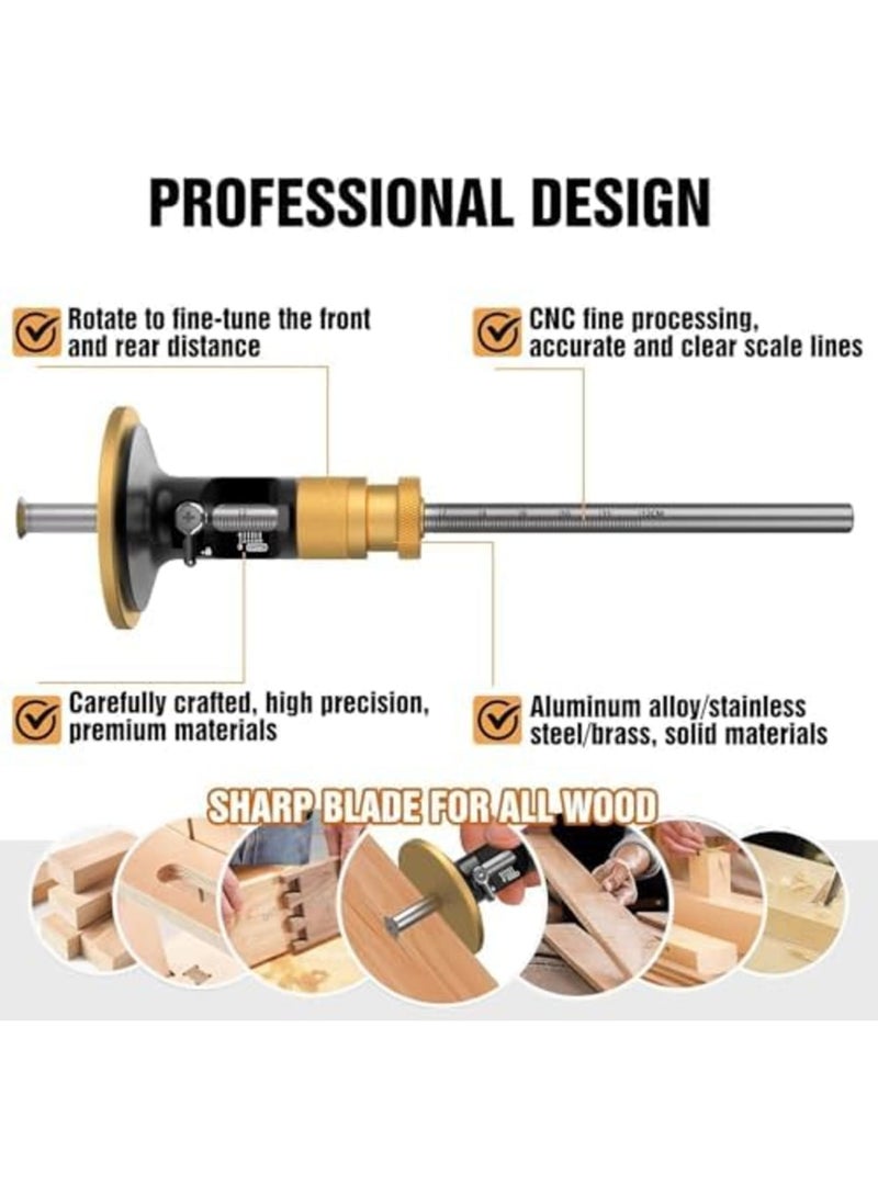 أداة قياس العلامات بعجلة مع شفرة متحركة، دقة 0.2 مم، أداة نقش على شكل دلفين، شفرة قابلة للدوران لمشاريع النجارة، أداة أساسية للحرفيين، النجارين، وهواة الأعمال اليدوية (أسود) - Image 4